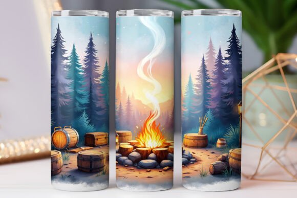 Camping Tumbler Wrap Watercolor 20oz PNG Review