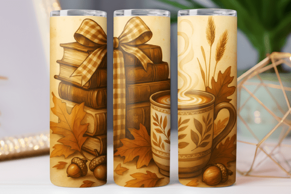 Fall Season Reading Tumbler Wrap Png Art Review