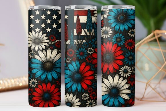 Usa Flag Flower Tumbler Wrap 20oz PNG Review